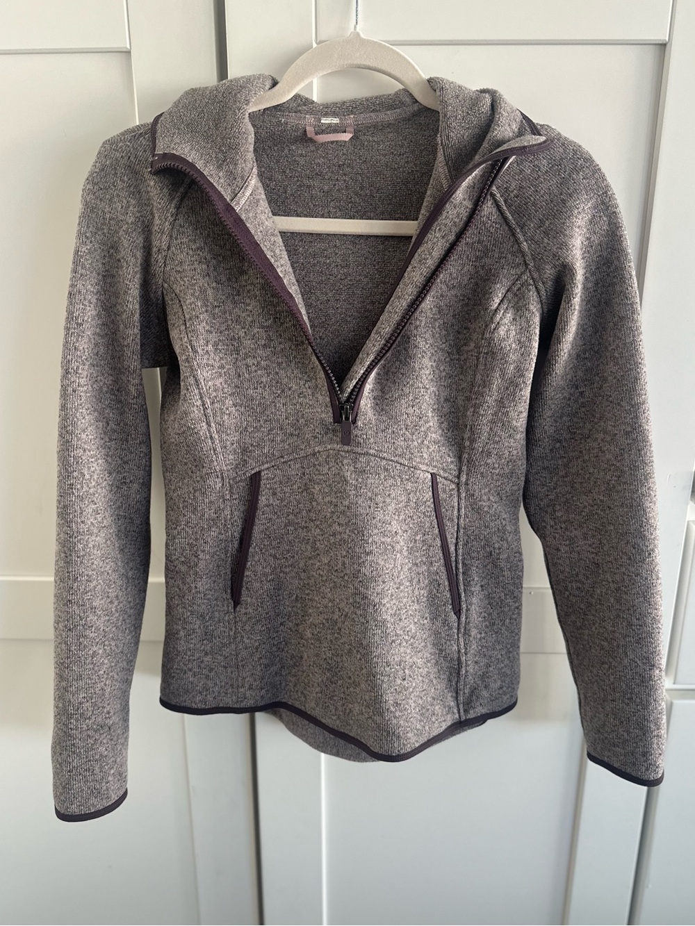 Lululemon Fleece and Thank You Gray & Purple Half-Zip Cozy Hoodie